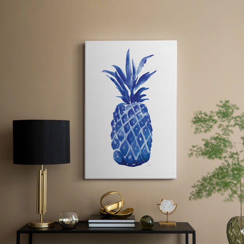 Ananas indigo - Cavas enveloppés de galerie, H 36 po x l 24 po