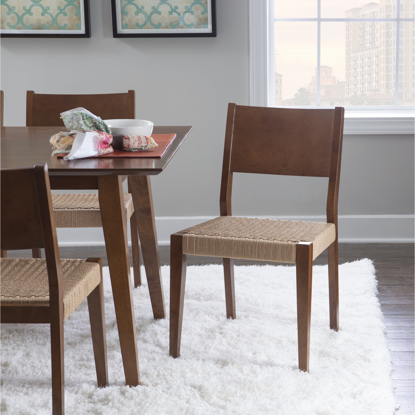 Corrine Dining Set, Brown, 5 Pieces: Table, 4 Chairs