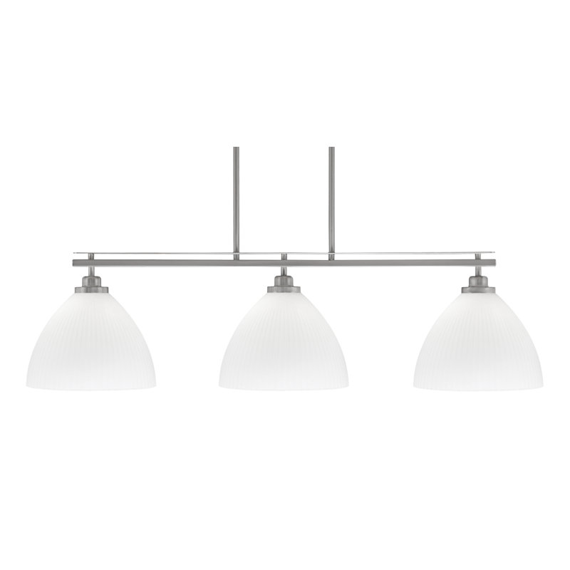 Luminaire pour îlot de cuisine 3 lumières Odyssey avec verre 10,75 po, Opale givrée, Nickel brossé