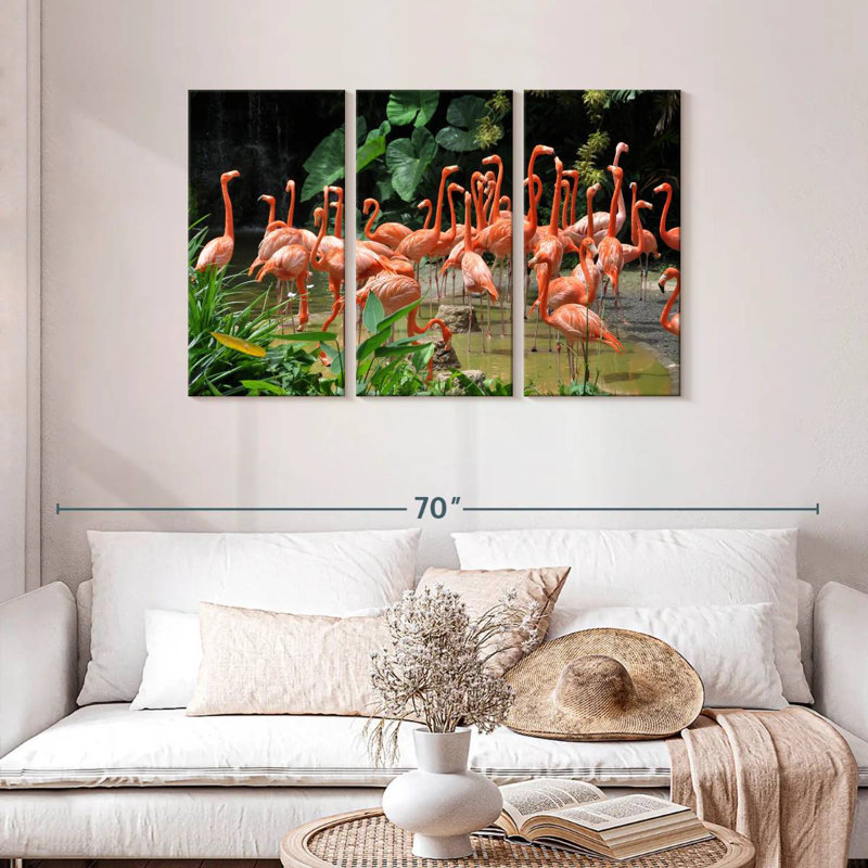 Caribbean Flamingos, 28" H x 45" W