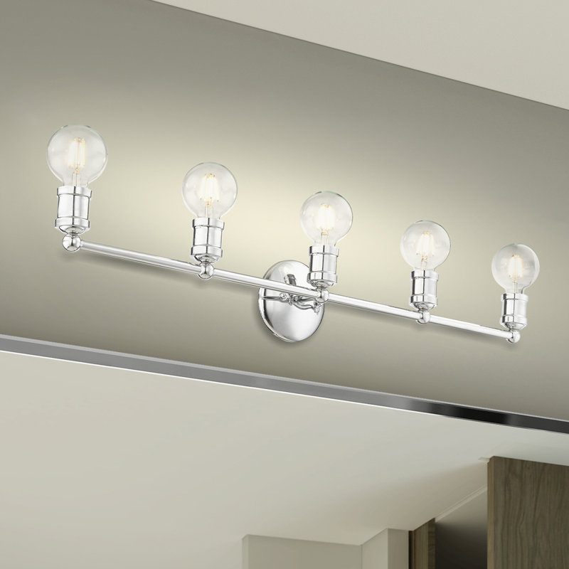 Éclairage de salle de bain à intensité variable 5 lumières Dimonte, Chrome poli
