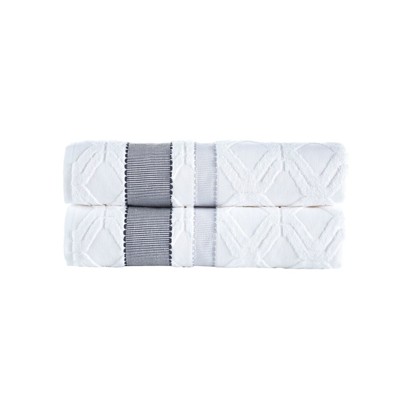 Turkish Cotton Plush Jacquard Bath Sheet, White
