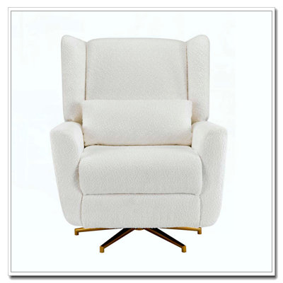 Power Recliner Chair Swivel,Upholstered 360° Swivel Recliner With Gold 5 Star Base