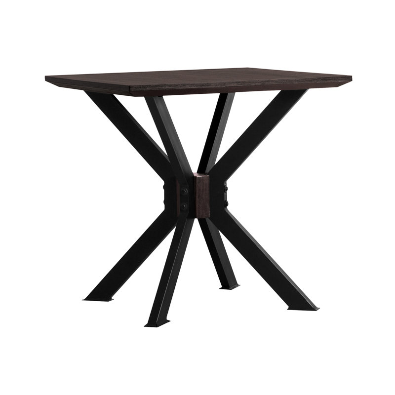 Table de bout Modern Pirate, finition grain de café brossé, métal et placage, dimensions de 23,6 po, table de conception à structure solide, pouces en bois massif