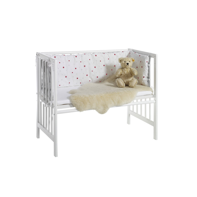 Bassinet with Mattress, Lacquered white with red stars