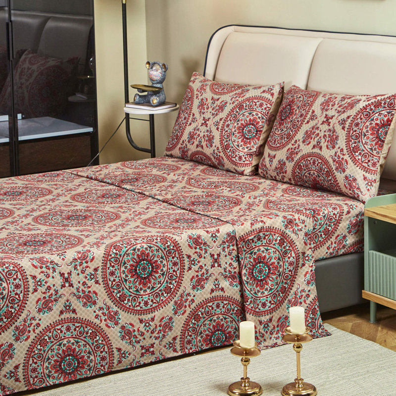 Sunshine Festival Microfiber Flat Sheet, Queen Flat Sheet+1 Fitted Sheet + 2 Pillowcases