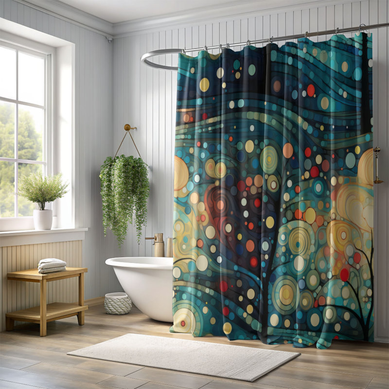 Joyful Tree - Rideau de douche Premium, H 74 po x l 71 po