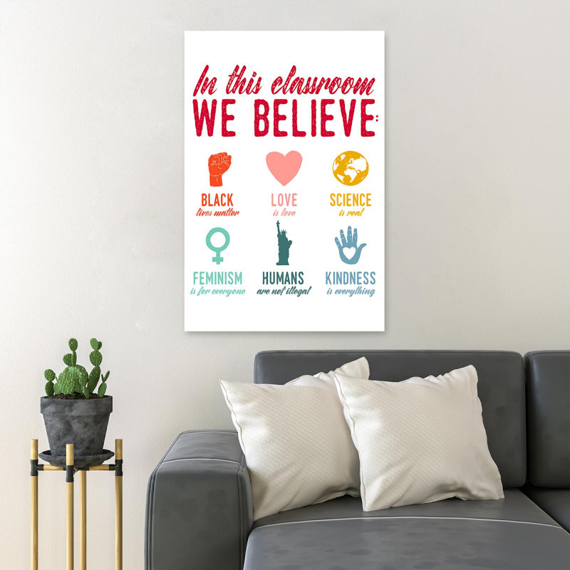 Symbols - In This Classroom We Believe Love Science Humans ... - Reproduction d'art graphique sur toile tendue 1 pièce
