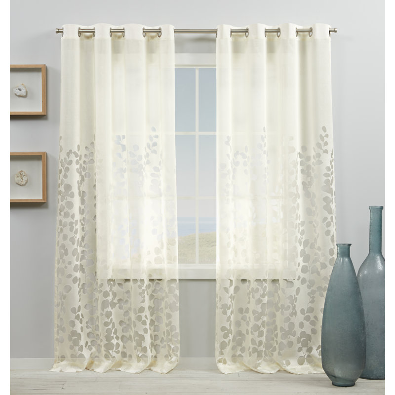 Cangelosi Cotton Blend Sheer Curtain Pair, 54" W x 84" L, White