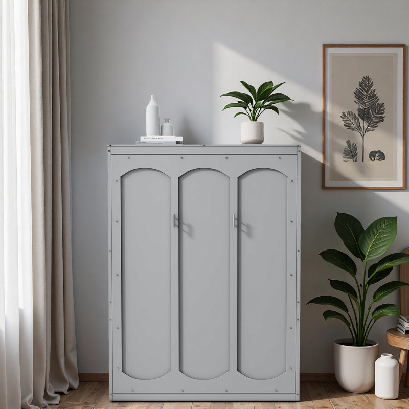 Lit escamotable mural avec tablettes Murphy, Lit double , Grey