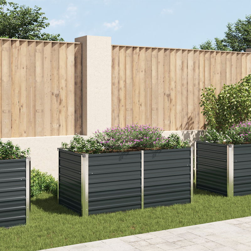Alissa Metal Planter Box, 77 cm H x 160 cm W x 80 cm D, Anthracite