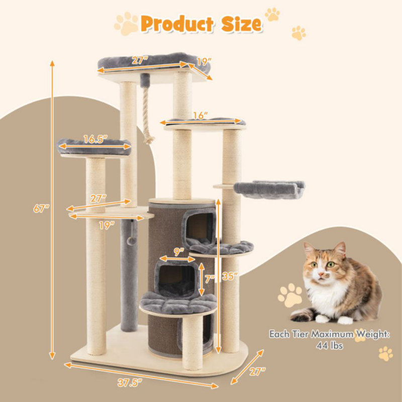 Multi-Level Cat Tree With 3-Storey Cat Condo