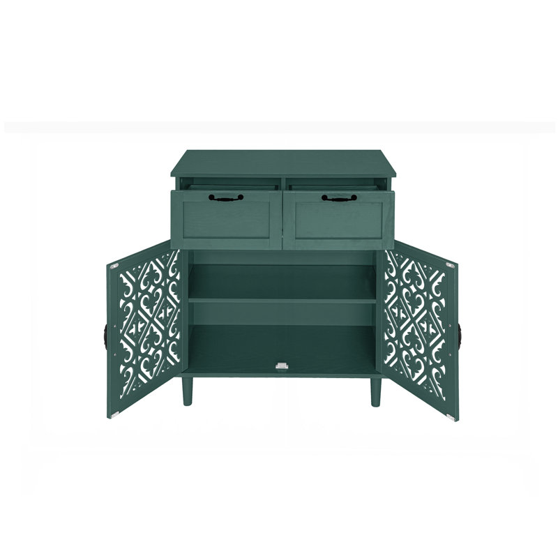 Commode 2 portes et 2 tiroirs, Vert foncé