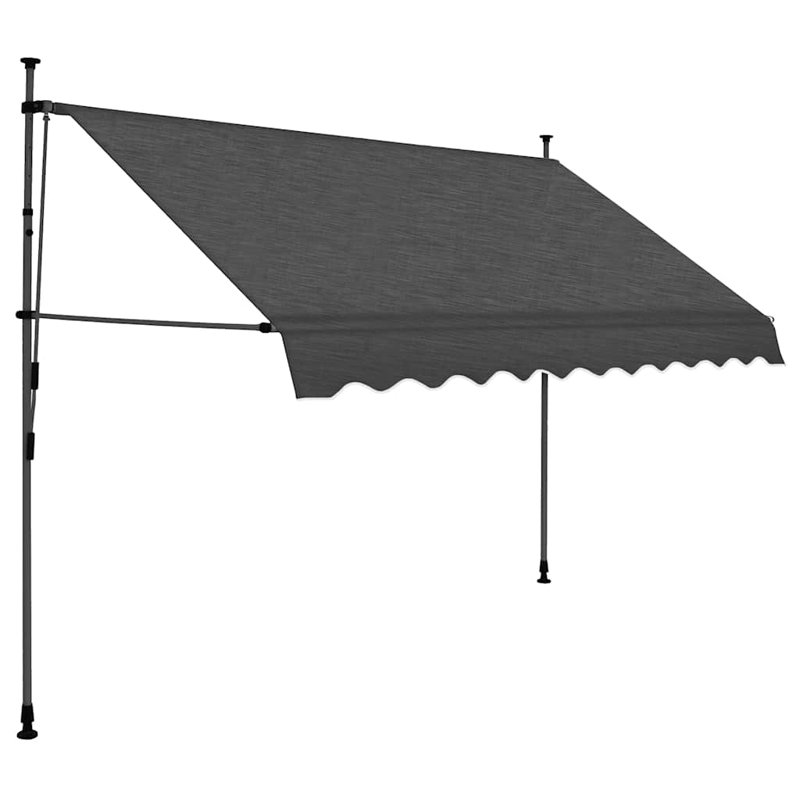 Retractable Awning Charcoal Polyester with PU Coating UV Resistant Weather Resistant Patio Shade, 118.1" H x 98.4" W x 1" D