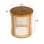 Table d'appoint ronde de 40 cm (15,7 pouces) avec motif tissé, teinte ocre, facile à assembler et à utiliser. Table en bois, surface, couleur, facile d'entretien.