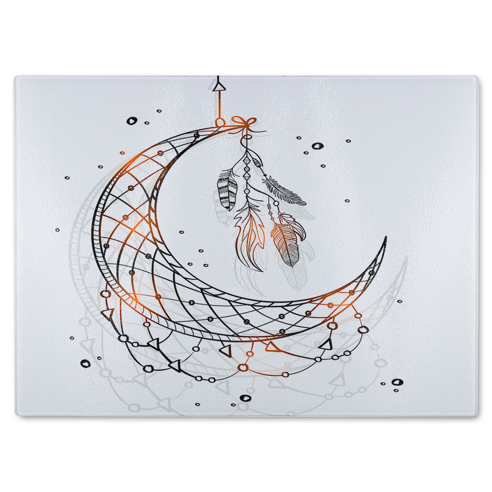 Dream Catcher With Crescent Moon Glass Chopping Board