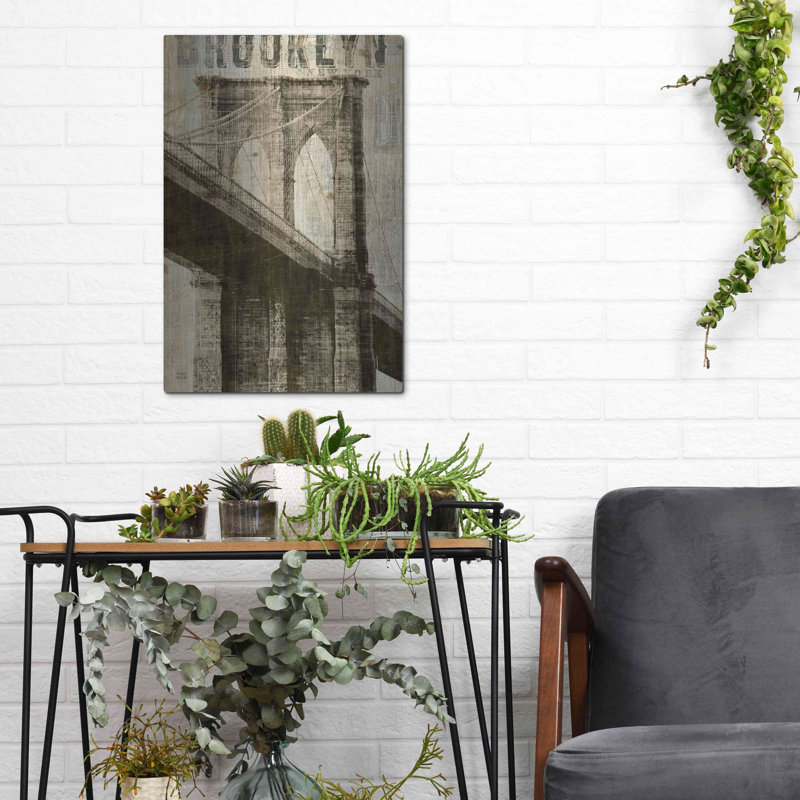 «Vintage NY Brooklyn Bridge» par Michael Mullan, H 16 po x l 12 po