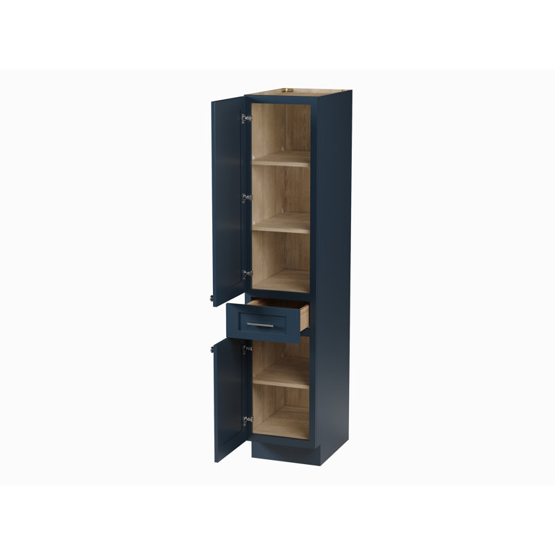 Disar 72'' Tall Solid Wood & Plywood Bathroom Cabinet – Left Door Opening, Blue