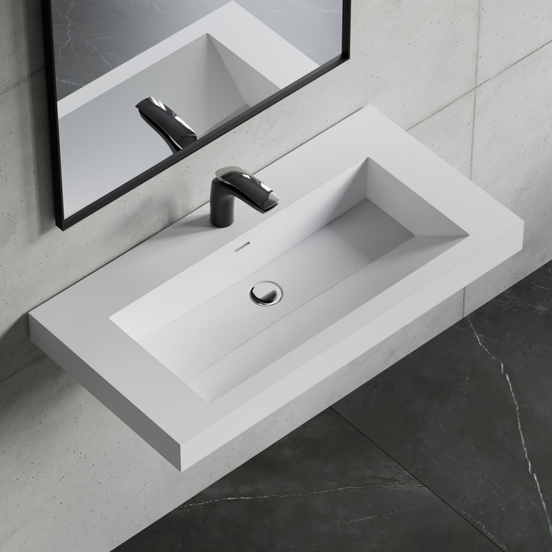 36" Solid Surface Wall-Mounted Bathroom Sink