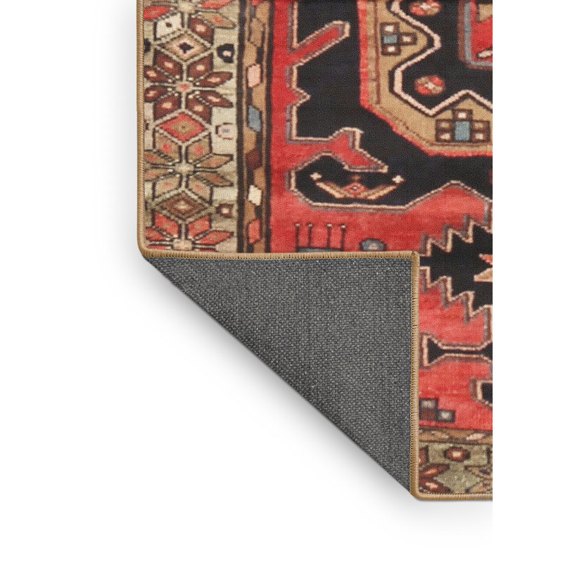 Tapis oriental rouge / beige / noir, Rectangle 5 pi x 7 pi