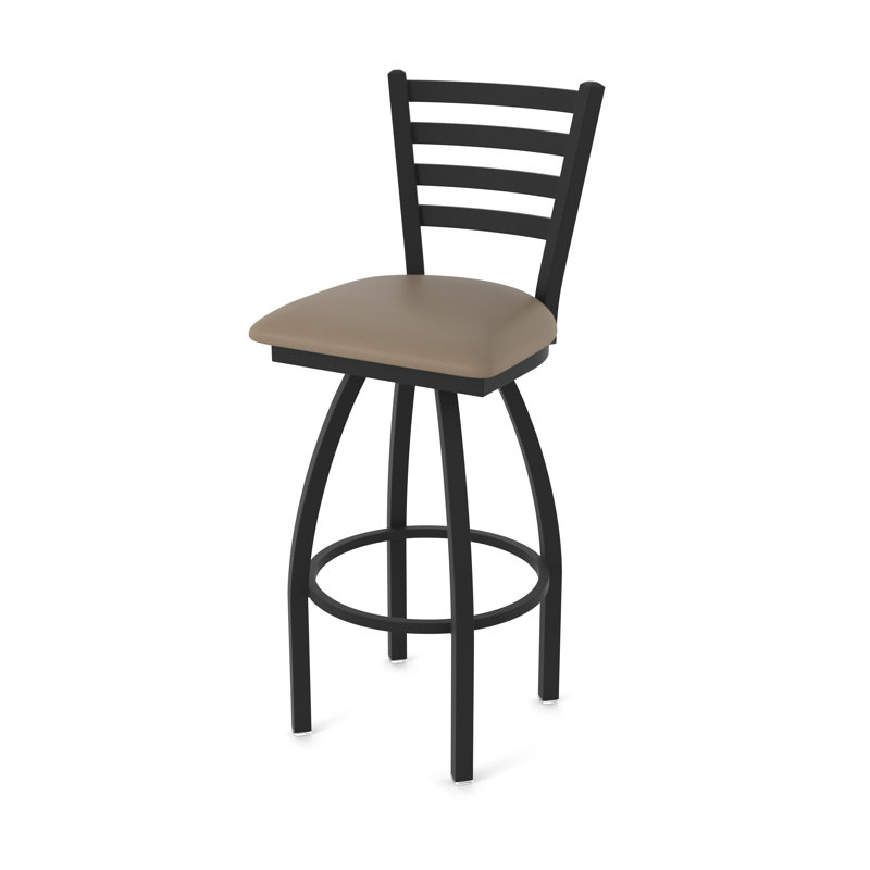 Jackie Swivel Stool, Black Wrinkle, Vinyl-Canter Earth, Counter Stool (25" Seat Height)