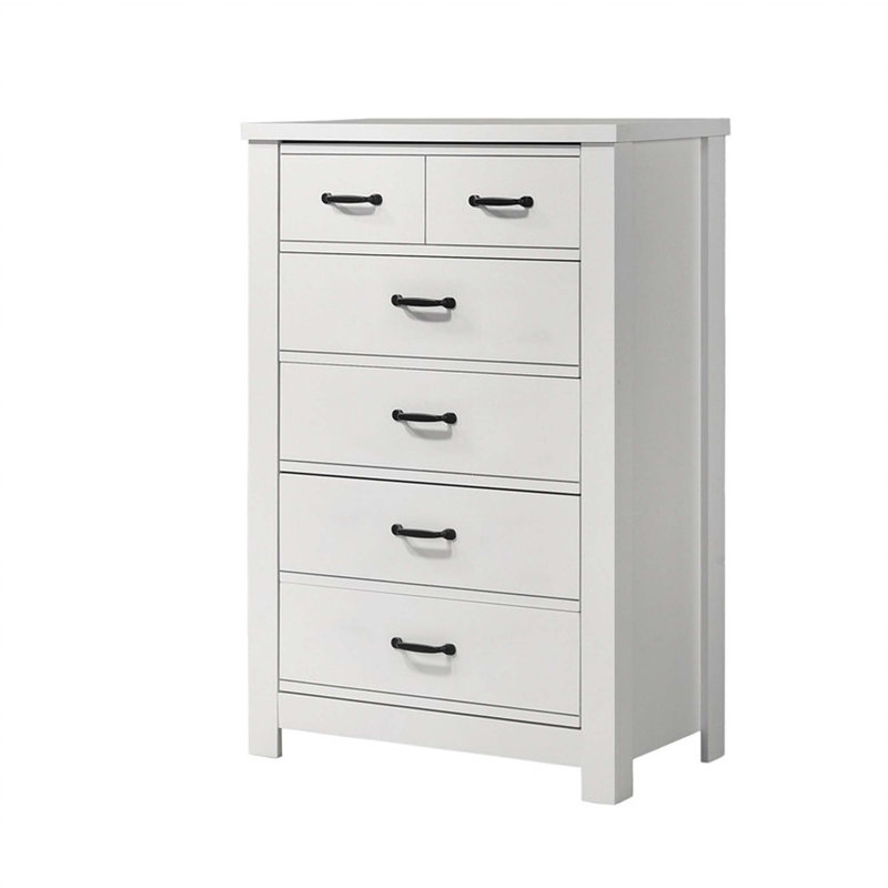 Commode verticale à 5 tiroirs avec poignées noires, solution de rangement durable et élégante pour les chambres modernes