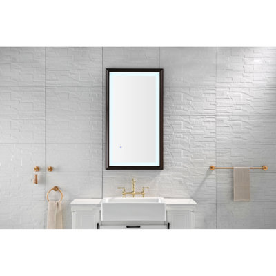 Miroir de salle de bain multifonctionnel avec lumières DEL - Contrôle tactile intelligent, température de couleur réglable, désembuage, brun, aluminium, P 40 po, l 24 po, H 1,5 po, meuble-lavabo multifonctionnel de 21,1 lb