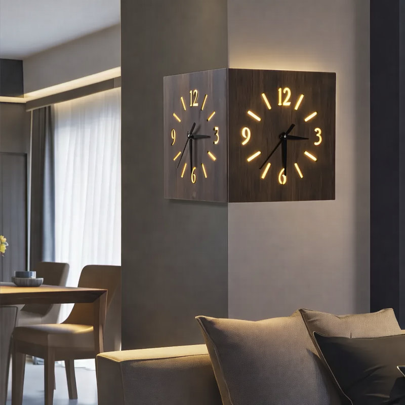 Horloge d'angle Yulita, Walnut/Black