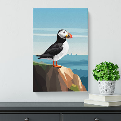 Puffin Minimalism Art - Wrapped Canvas