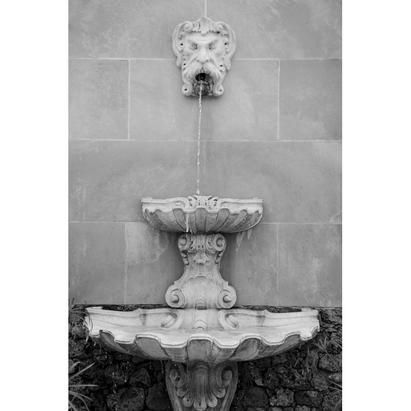 Black & White Fountains I by Laura DeNardo - Wrapped Canvas Photograph Print, 30 cm H x 20 cm W, Black Floater Framed