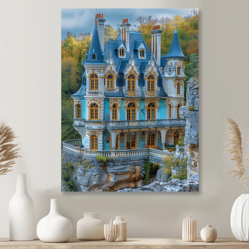 Décoration murale château blanc blanc été français de la Renaissance française - Châteaux, Métal métal, H 20 po x l 12 po