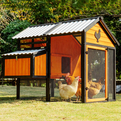 Poulailler Emet, résistant aux intempéries, pouvant accueillir jusqu'à 8 poulets et toit en PVC imperméable