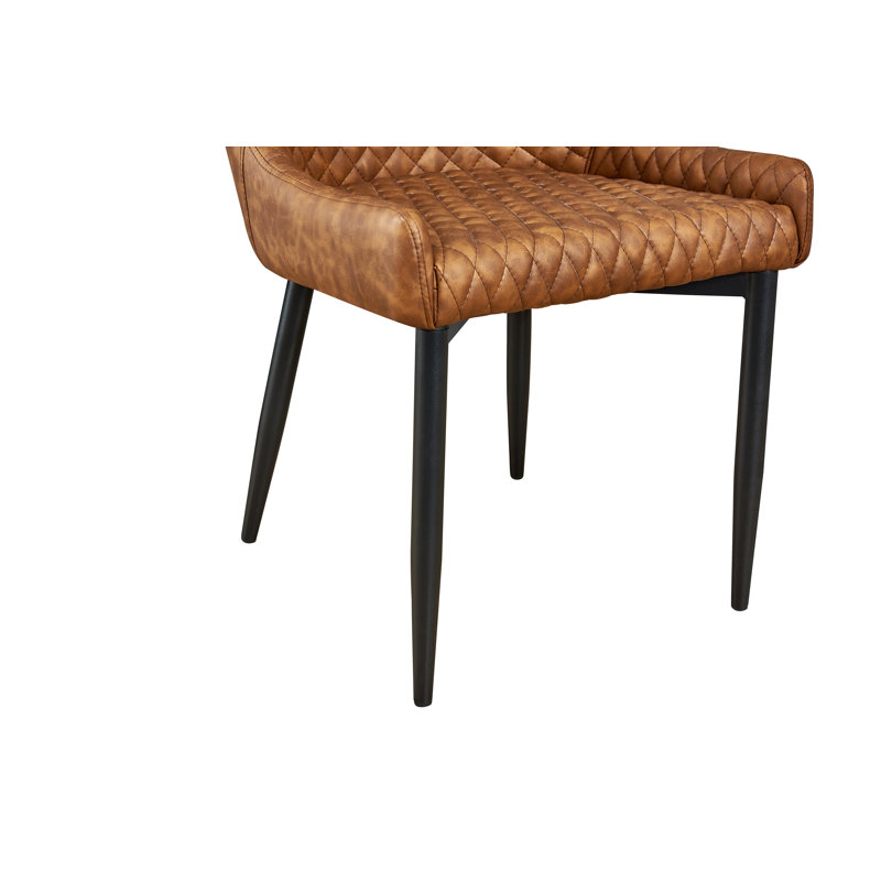 Breyonia 18'' H Tufted Upholstered Side Chair, Cognac Vintage PU