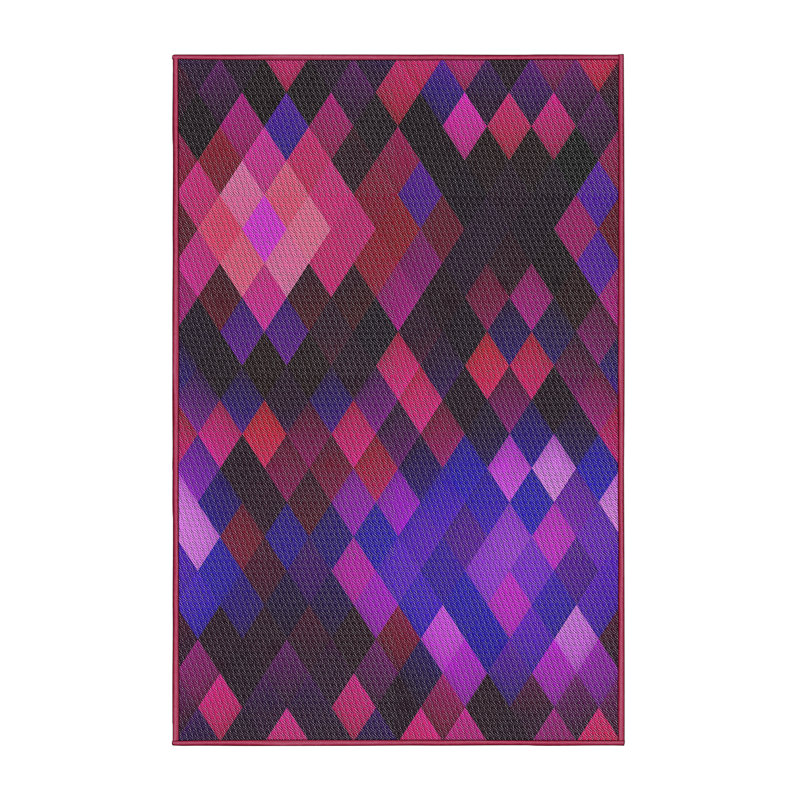 Tapis rose/noir tissé à la machine, Rectangle 2 pi x 3 pi