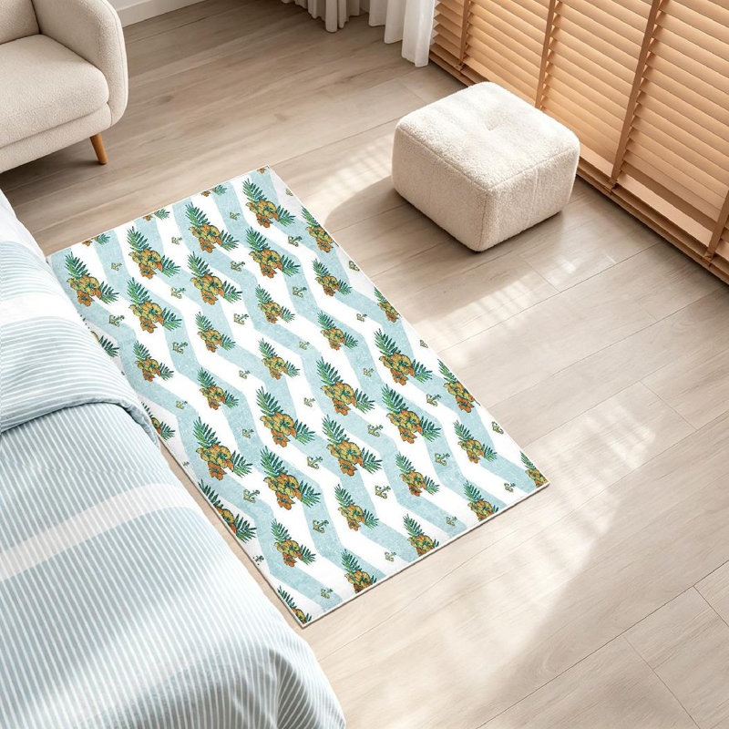Tapis bleu délavé à la machine, Rectangle 32" x 47"