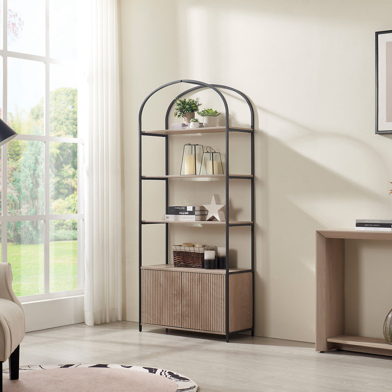71’’ Arched Bookshelf with Cabinet