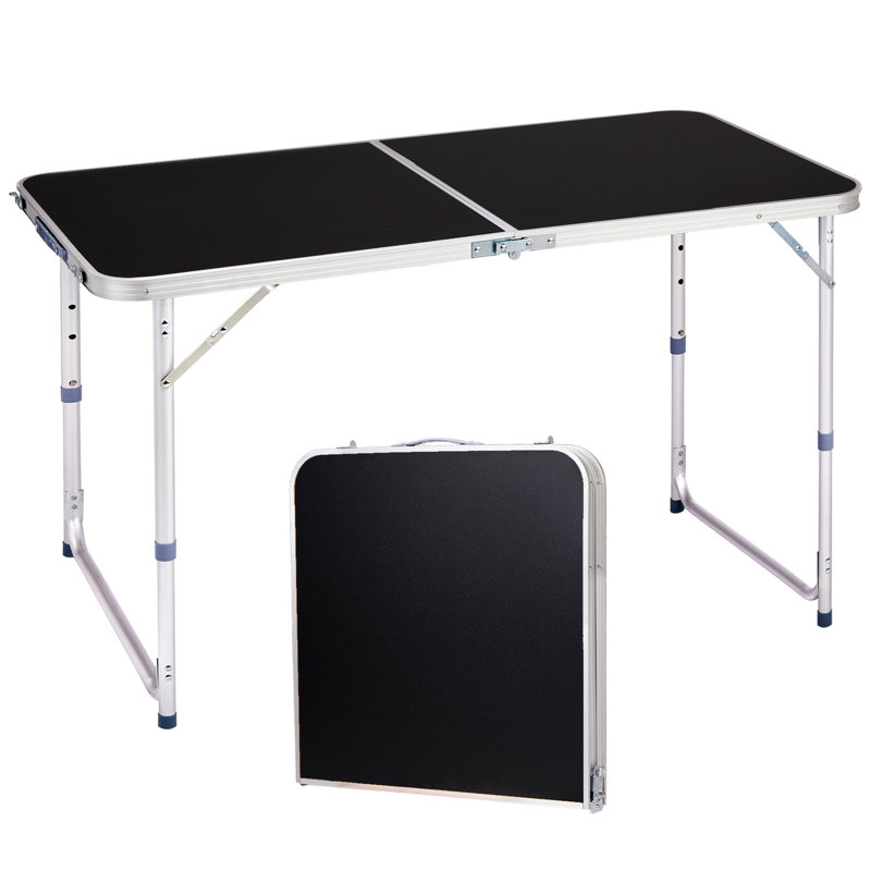 4Ft. Rectangular  Patio Folding Table Aluminum, Black
