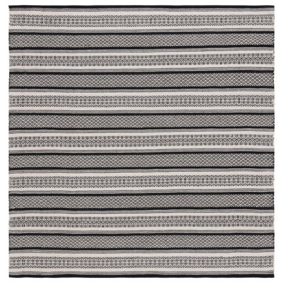 Damauri Striped Flatweave Cotton Area Rug in Black/Ivory