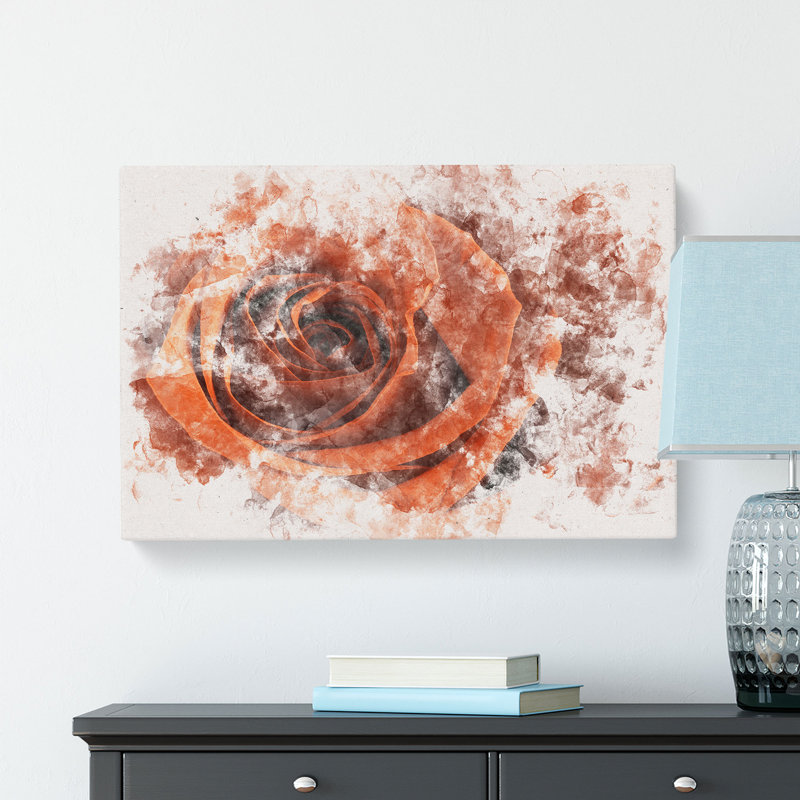 Orange Rose Watercolour - Wrapped Canvas, 50cm H x 76cm W x 3cm D