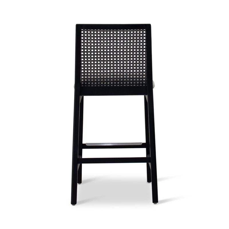 Modern Brazilian Nardia Cane Bar Stool, Counter Stool (25.5" Seat Height), Medley Ivory/Ebano/Natural