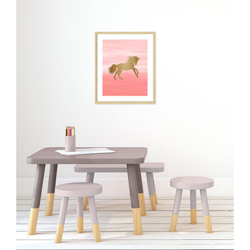 Art encadré ombré rose 1 ', H 24,5 po x l 20,5 po x P 1,18 po, Encadré de boîte champagne