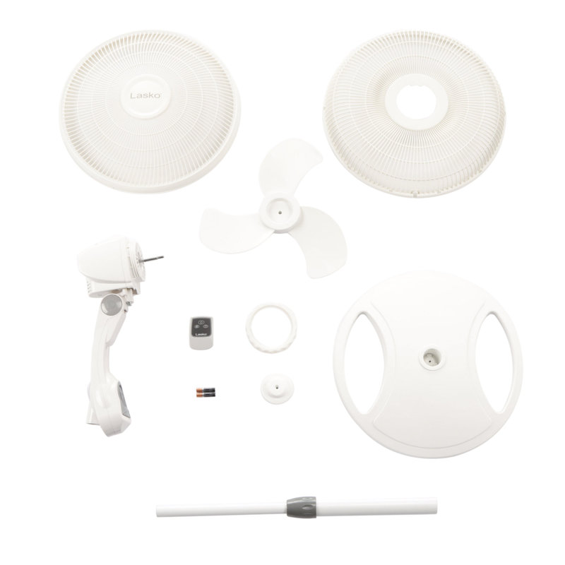 White Adjustable Height Oscillating Floor Fan with Remote Control