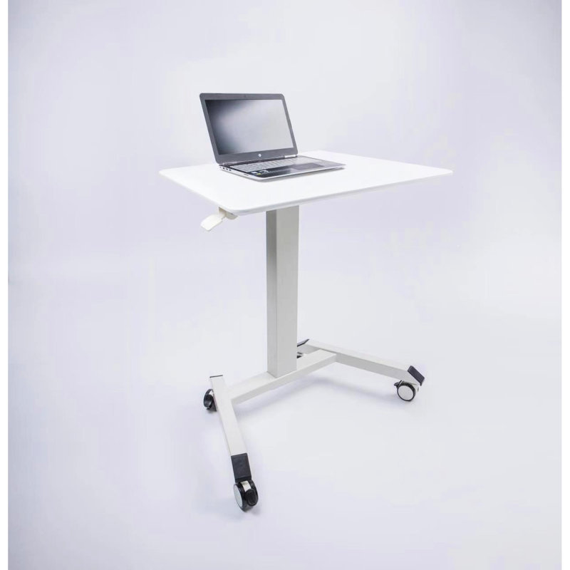 Bureau compact compact réglable de couleur blanche - carré, métal et bois pour le travail blanc, forme carrée, ajustement