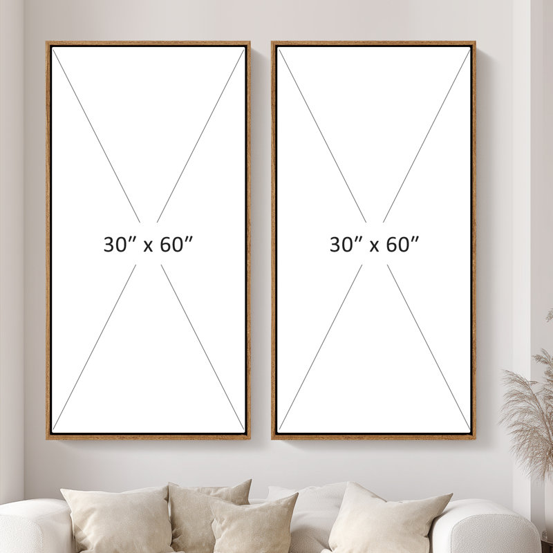 Grand ensemble d'art mural encadré en toile 60 po x 30 po x 2 pièces, Naturel, H 60 po x l 30 po