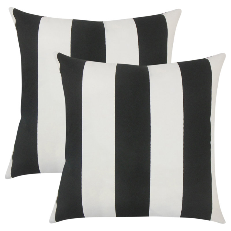 Striped Reversible Throw Pillow, Black