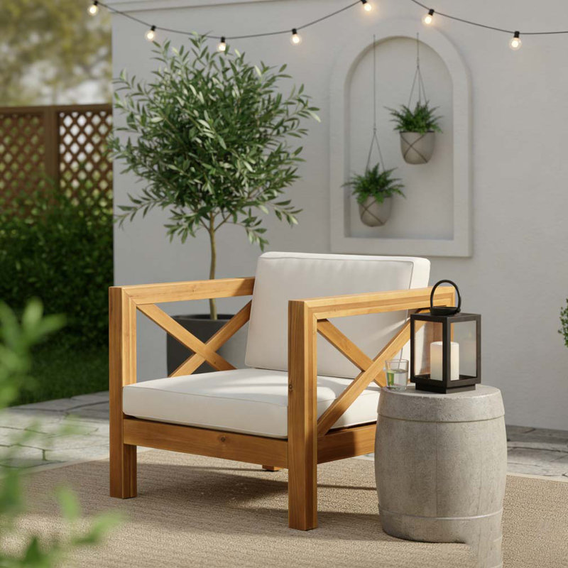 Patio CLUB CHAIR, blue, Teak