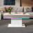 Modern White Coffee Table, Rectangular Coffee Table with RGB Lights for Living Room