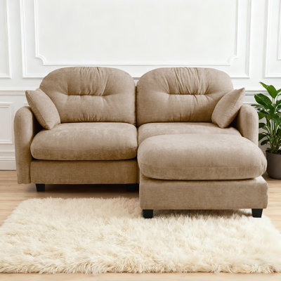 Canapé modulaire en L 74 po en forme de L dans un nuage - Couchette profonde confortable avec repose-pieds mobile, causeuse en chenille moderne pour le salon ou la chambre à coucher