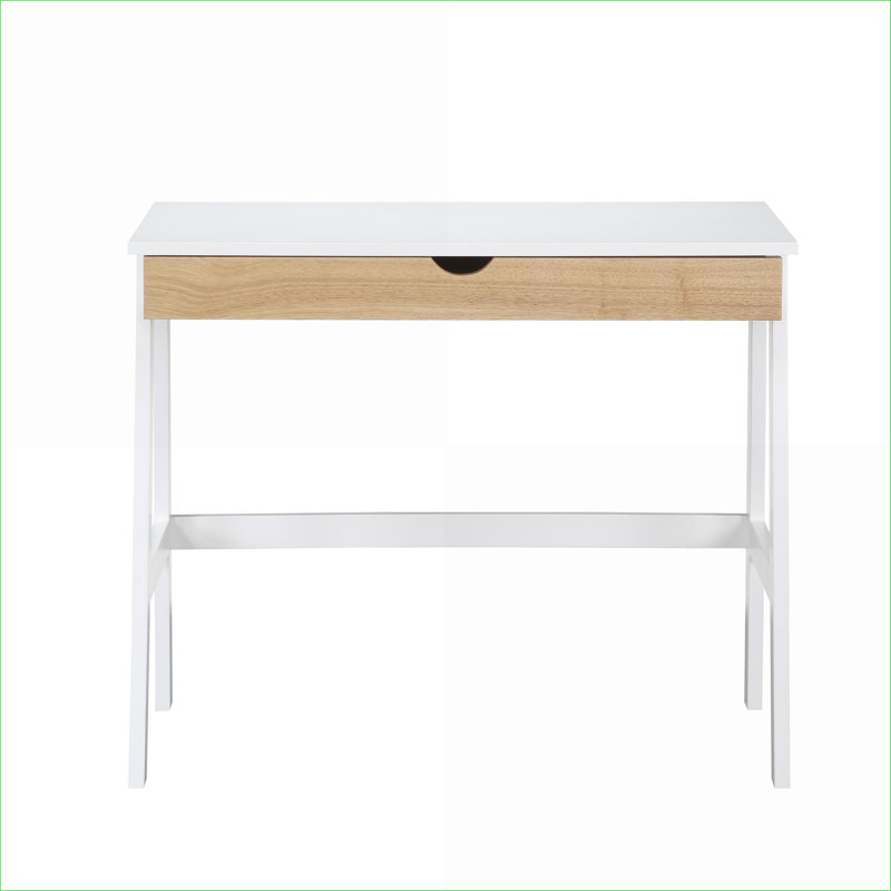 Desks with Large Drawer, Easy Assembly | White/Natural | Solid Wood