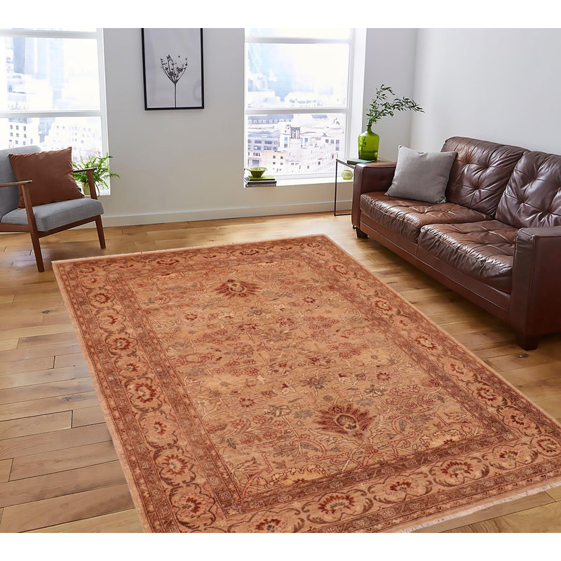Tapis brun clair en laine noué à la main 6 pi 4 po x 9 pi Baccio